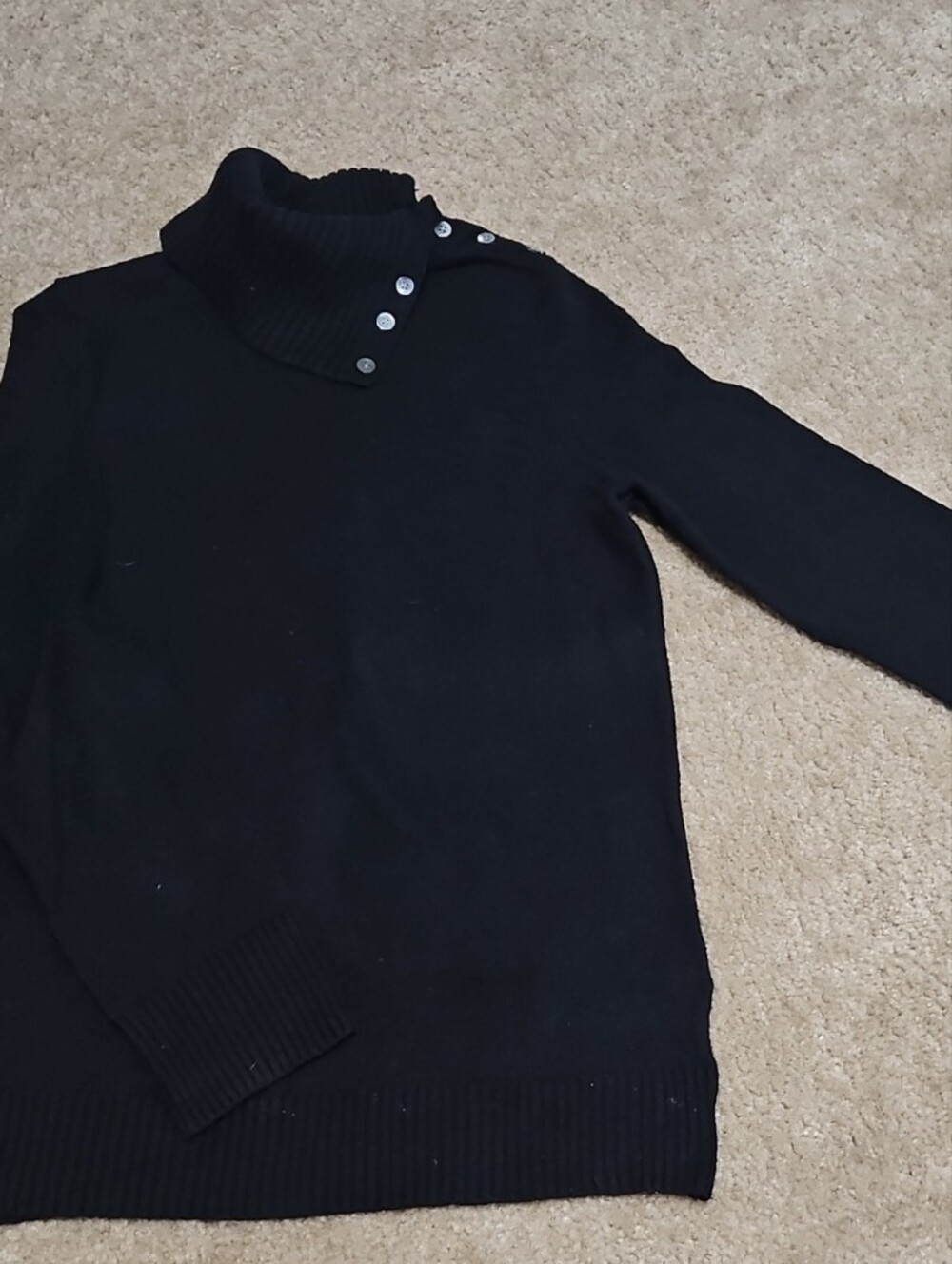 GAP Black Turtleneck Button-Shoulder Sweater